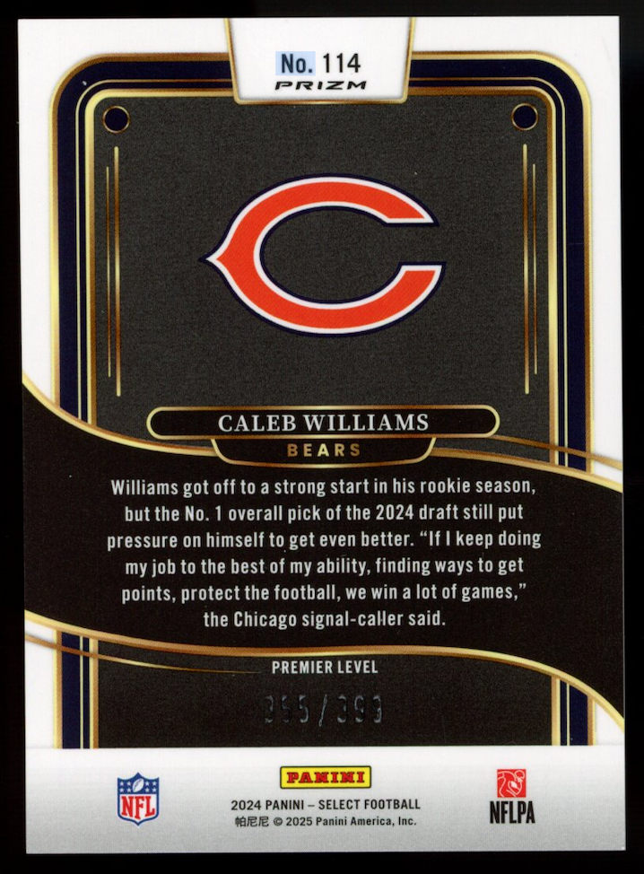 CALEB WILLIAMS 2024 Panini Select Premier Orange Shock Prizm /399 Rookie #114