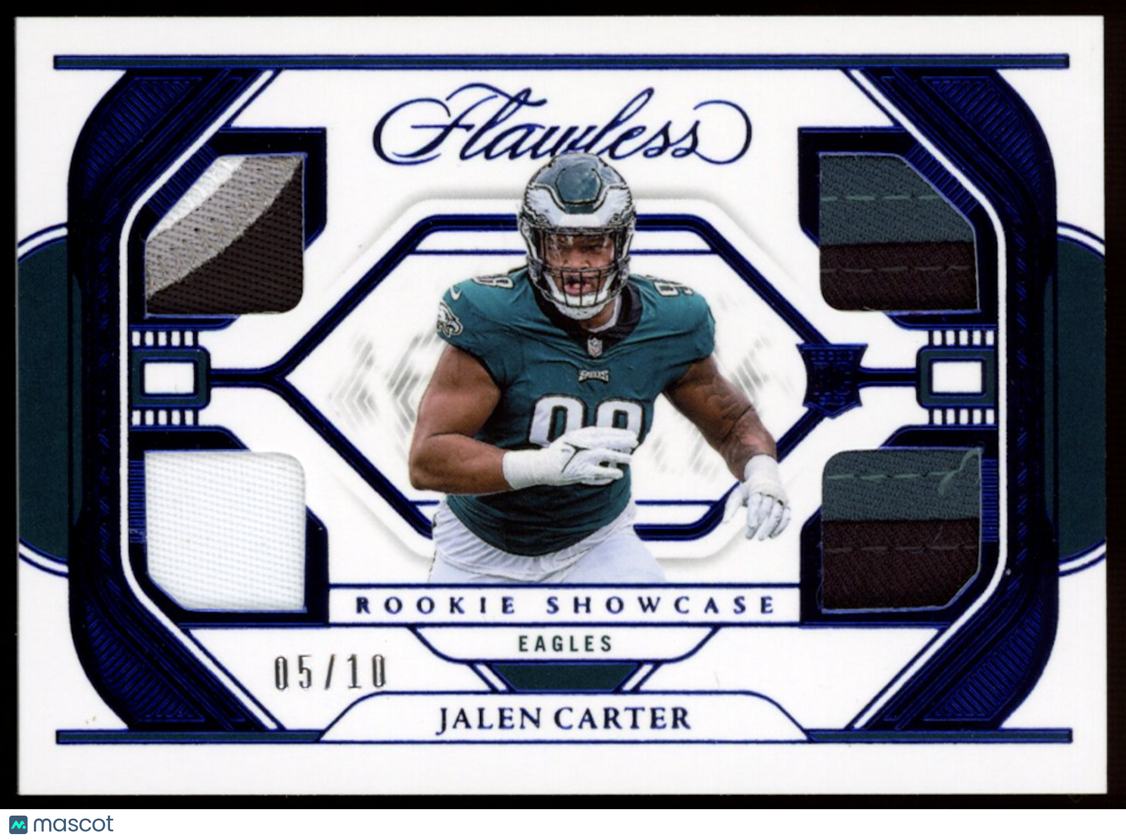 JALEN CARTER 2024 Panini Flawless Rookie Showcase Quad Patch Sapphire /10 Eagles