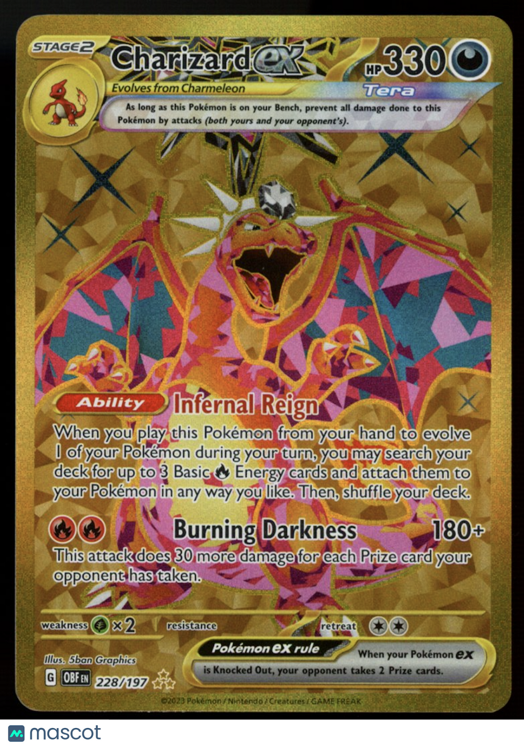 CHARIZARD 2023 Pokemon SV03 Obsidian Flames Gold Hyper Rare #228/197