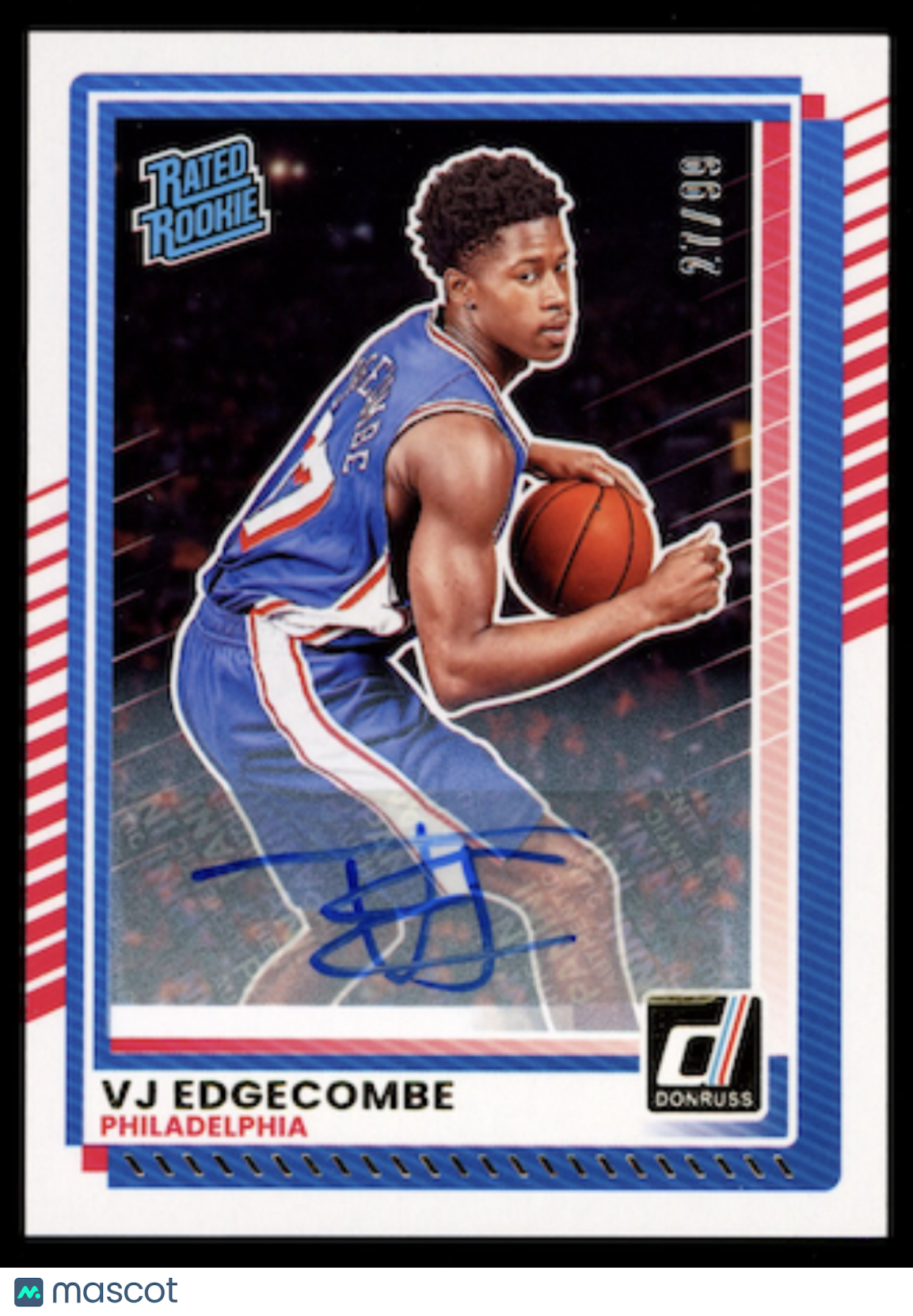 VJ EDGECOMBE 2025-26 Panini Donruss Rated Rookie Auto /99 #1 76ers