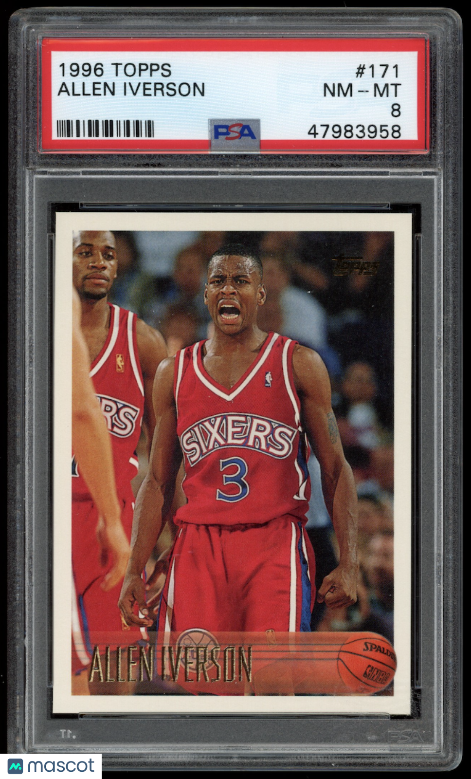 ALLEN IVERSON 1996-97 Topps Basketball Rookie Card #171 PSA 8 76ers