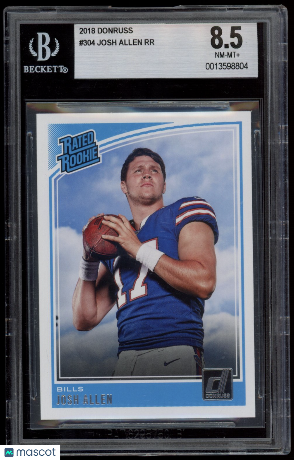 JOSH ALLEN 2018 Panini Donruss Rated Rookie #304 BGS 8.5 Buffalo Bills