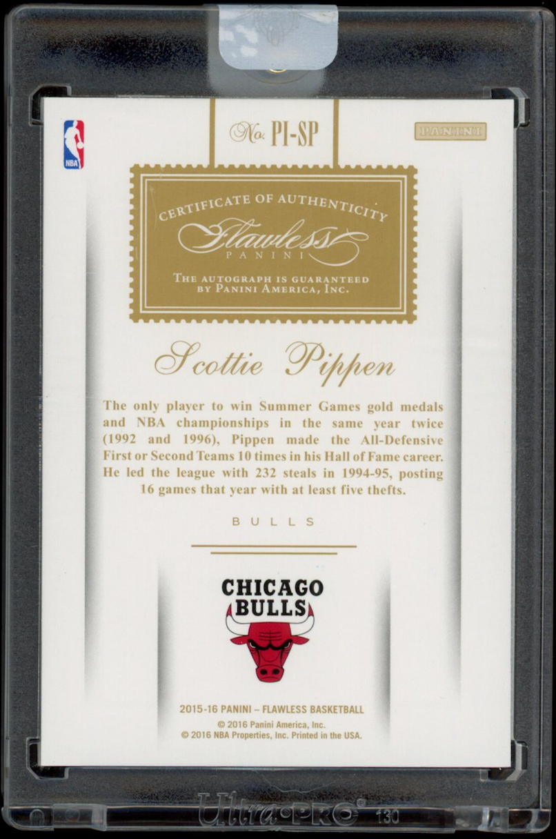 SCOTTIE PIPPEN 2015-16 Panini Flawless Premium Ink Auto /25 #PI-SP Chicago Bulls
