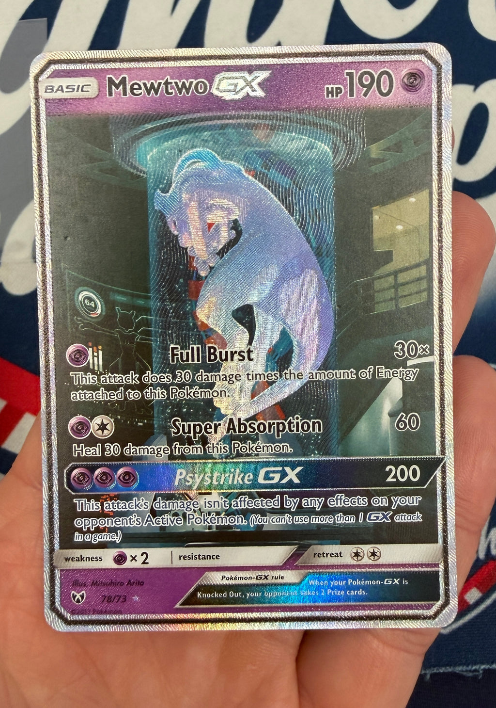 MEWTWO GX 2017 Pokemon Shining Legends Shiny Holo Rare #78/73 Damaged