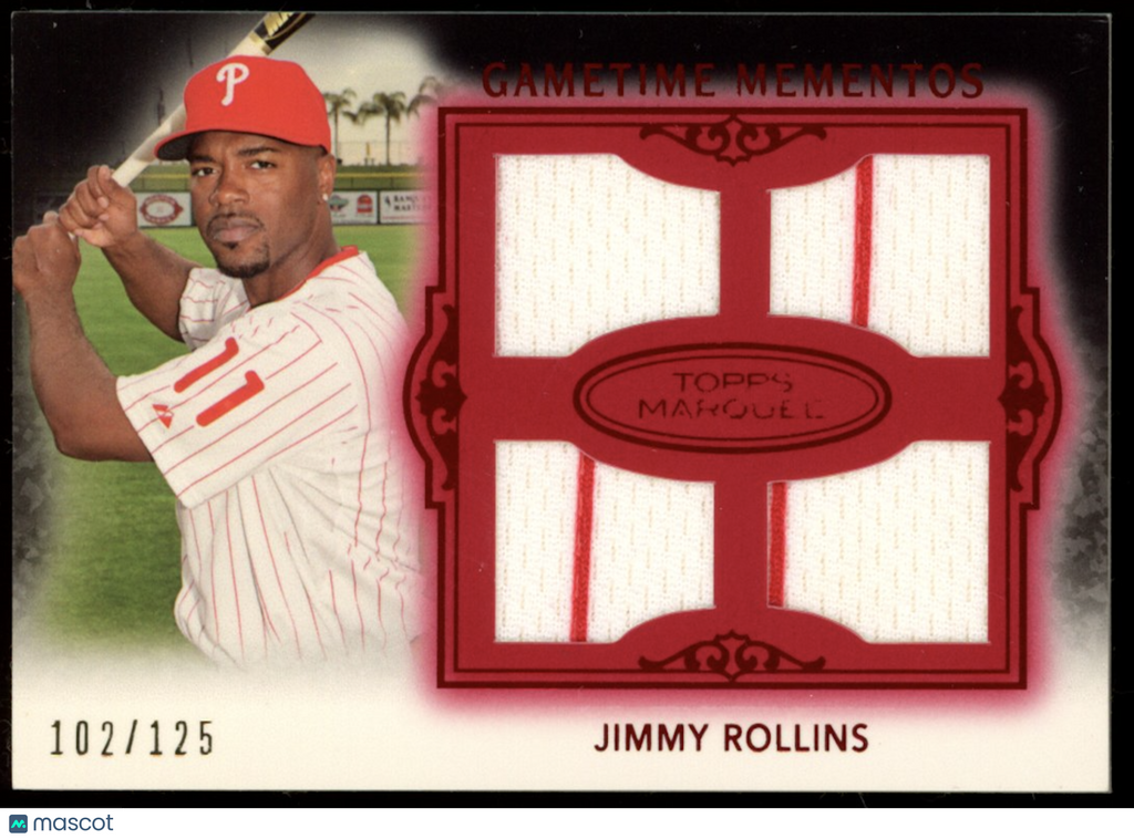 JIMMY ROLLINS 2011 Topps Marquee Gametime Mementos Quad Relic /125 Phillies