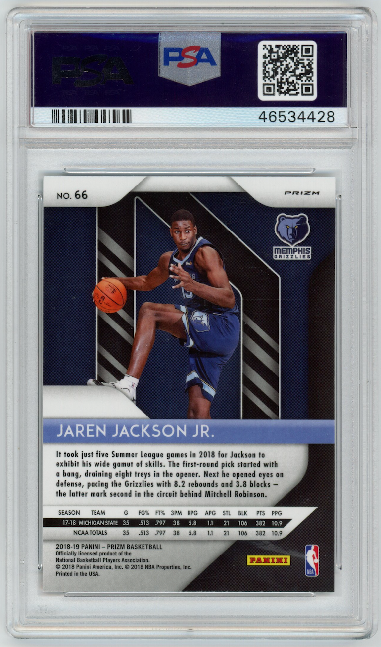 JAREN JACKSON JR. 2018 Panini Prizm Choice Rookie Tiger Stripe SSP #66 PSA 10