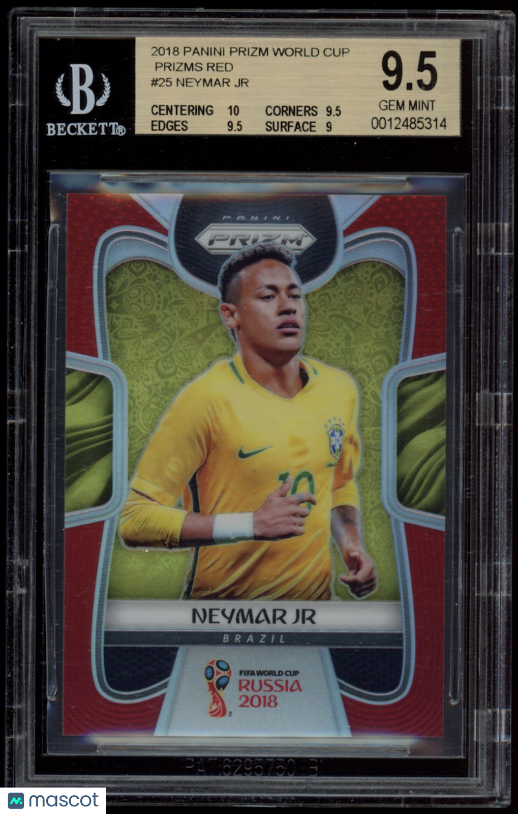 NEYMAR JR. 2018 Panini Prizm World Cup Red /149 #25 BGS 9.5 Brazil