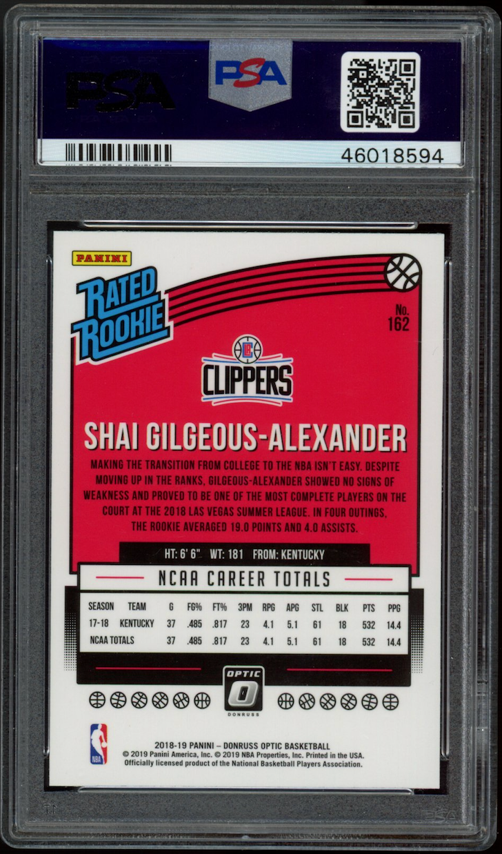 SHAI GILGEOUS-ALEXANDER 2018-19 Panini Donruss Optic Rated Rookie #162 PSA 9