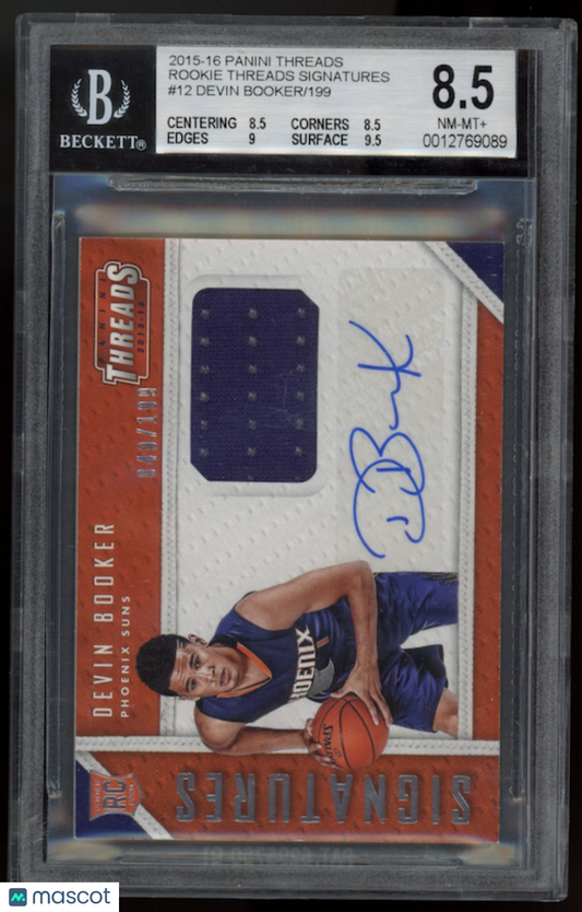 DEVIN BOOKER 2015-16 Panini Threads Rookie Signatures Patch Auto /199 BGS 8.5