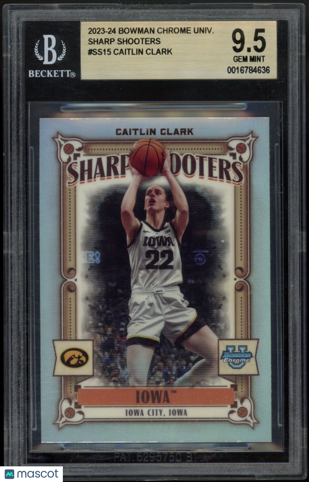 CAITLIN CLARK 2023-24 Bowman Chrome University Sharp Shooters #SS15 BGS 9.5 Iowa