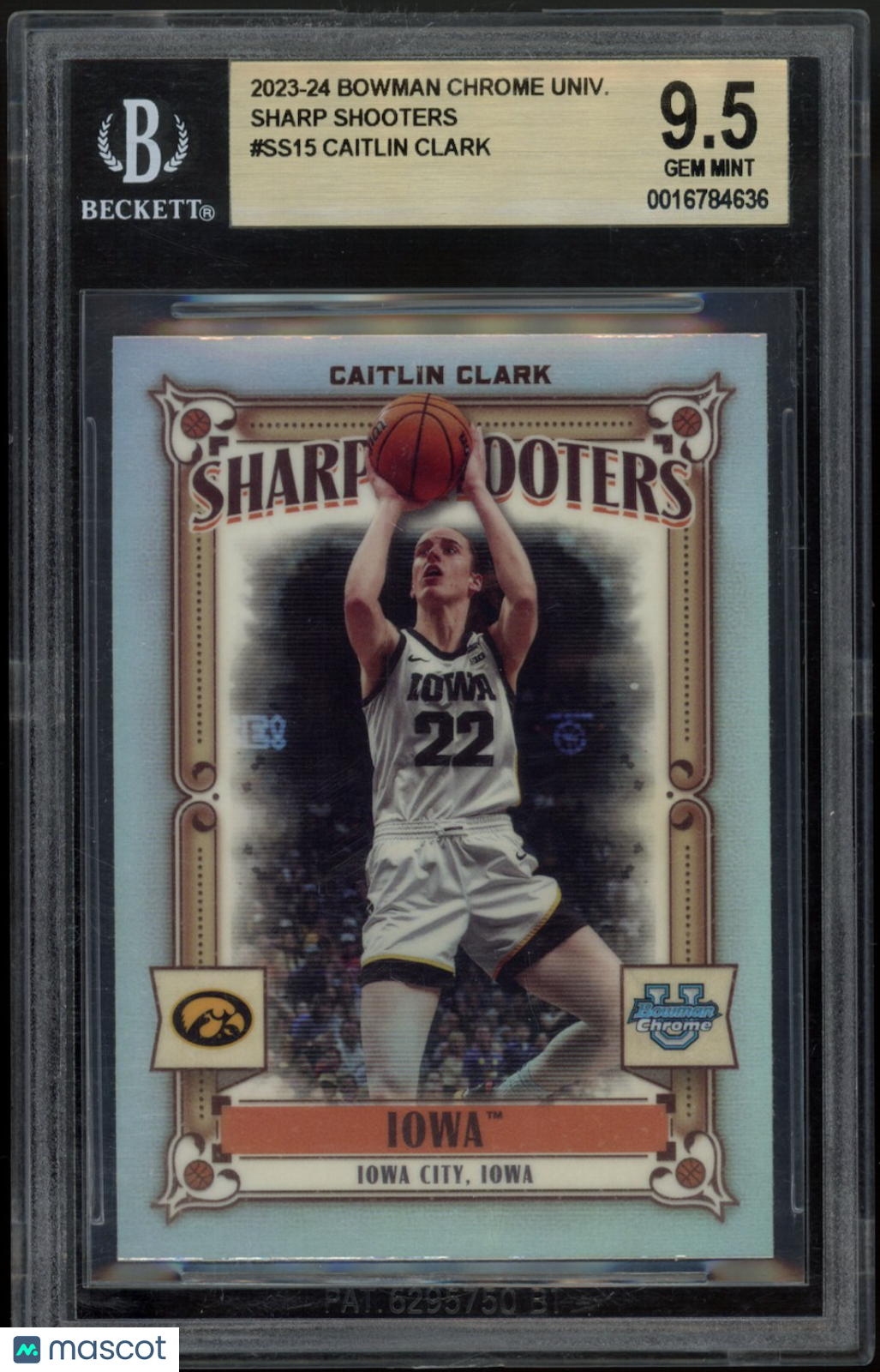 CAITLIN CLARK 2023-24 Bowman Chrome University Sharp Shooters #SS15 BGS 9.5 Iowa