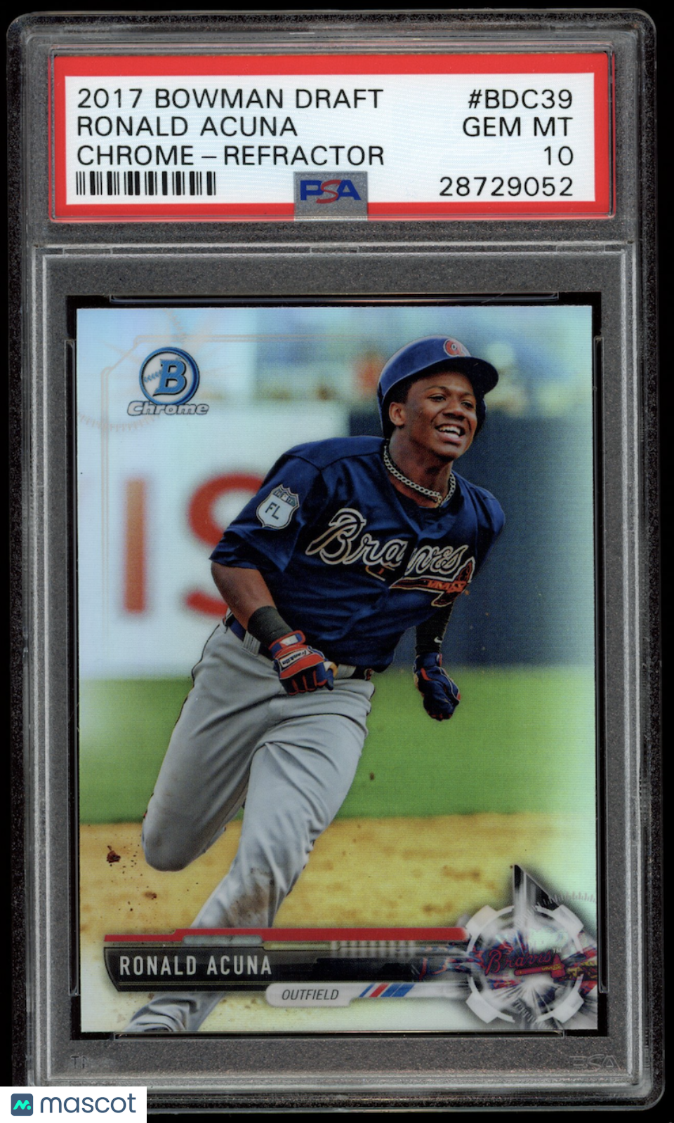 RONALD ACUNA 2017 Bowman Draft Chrome Refractor Prospect #BDC39 PSA 10 Braves