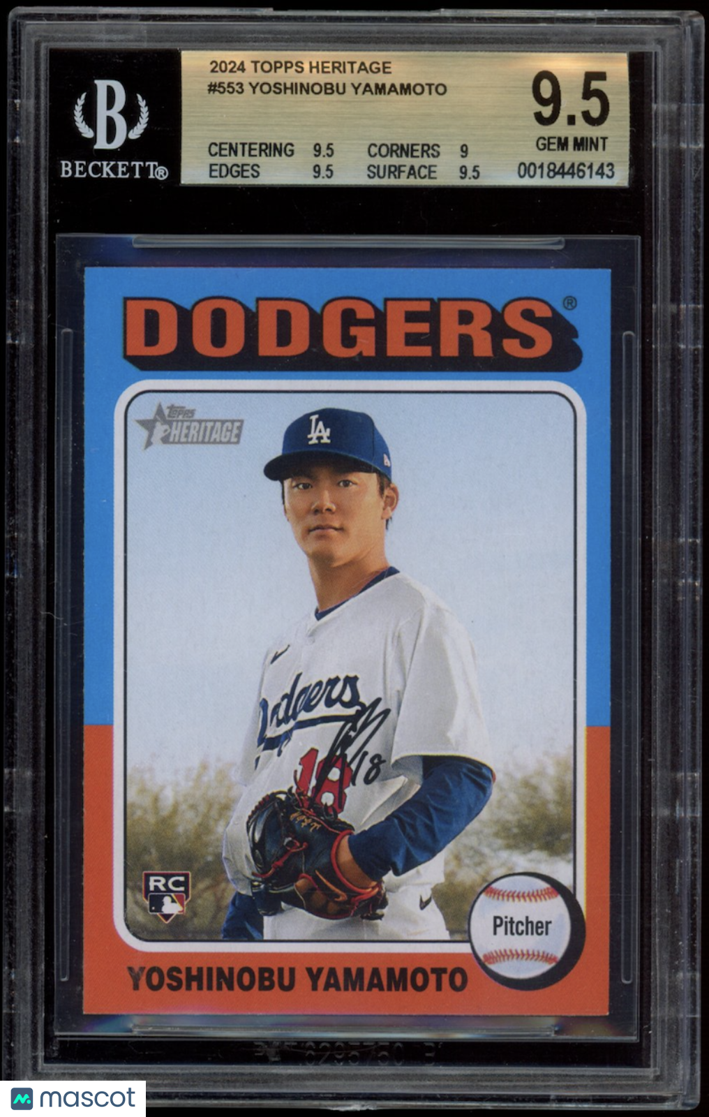 YOSHINOBU YAMAMOTO 2024 Topps Heritage Rookie #553 BGS 9.5 Dodgers