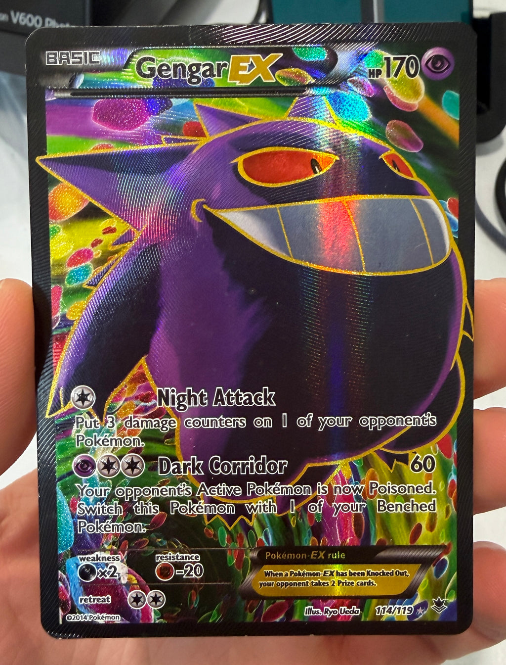 GENGAR EX 2014 Pokemon XY Phantom Forces Ultra Rare Full Art #114/119