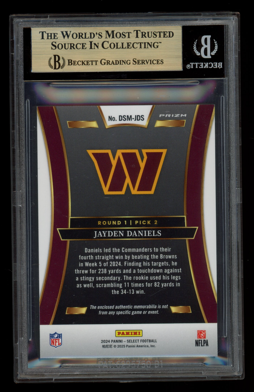 JAYDEN DANIELS 2024 Panini Select Draft Selections Patch Prizm Red #2 BGS 9.5