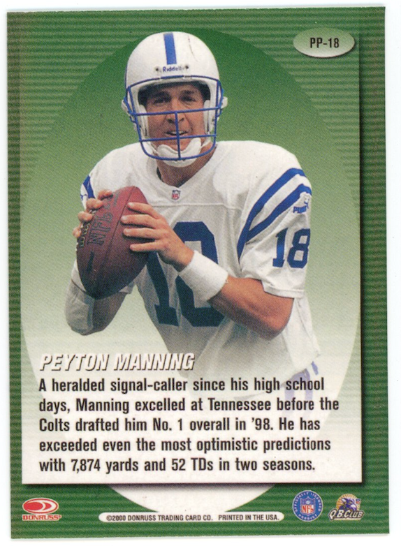 PEYTON MANNING 2000 Donruss Preferred QBC Pen Pals Auto #PP-18 Colts