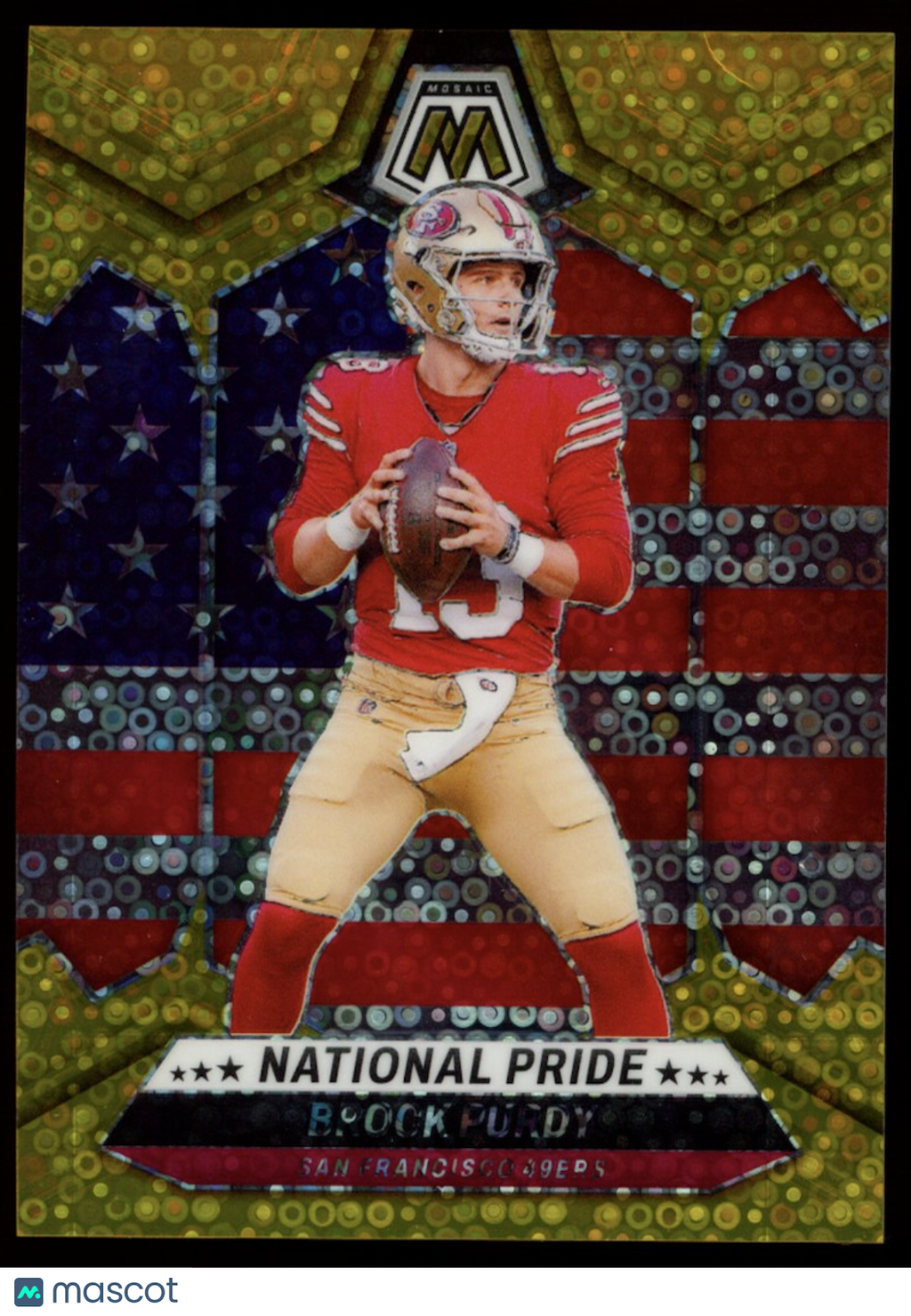BROCK PURDY 2024 Panini Mosaic No Huddle National Pride Gold Prizm /10 49ers