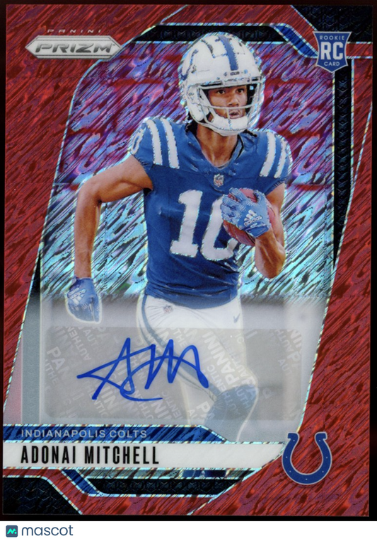 ADONAI MITCHELL 2024 Panini Prizm Rookie Auto Red Shimmer /35 FOTL #303 Colts