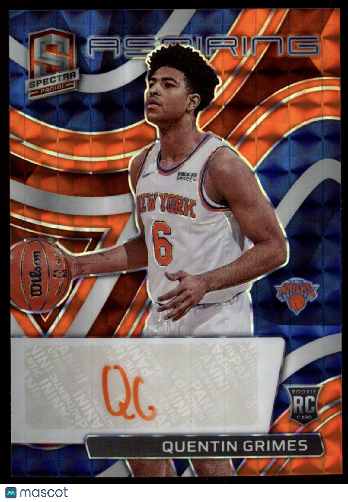 QUENTIN GRIMES 2021-22 Panini Spectra Aspiring Rookie Auto Orange Prizm /15
