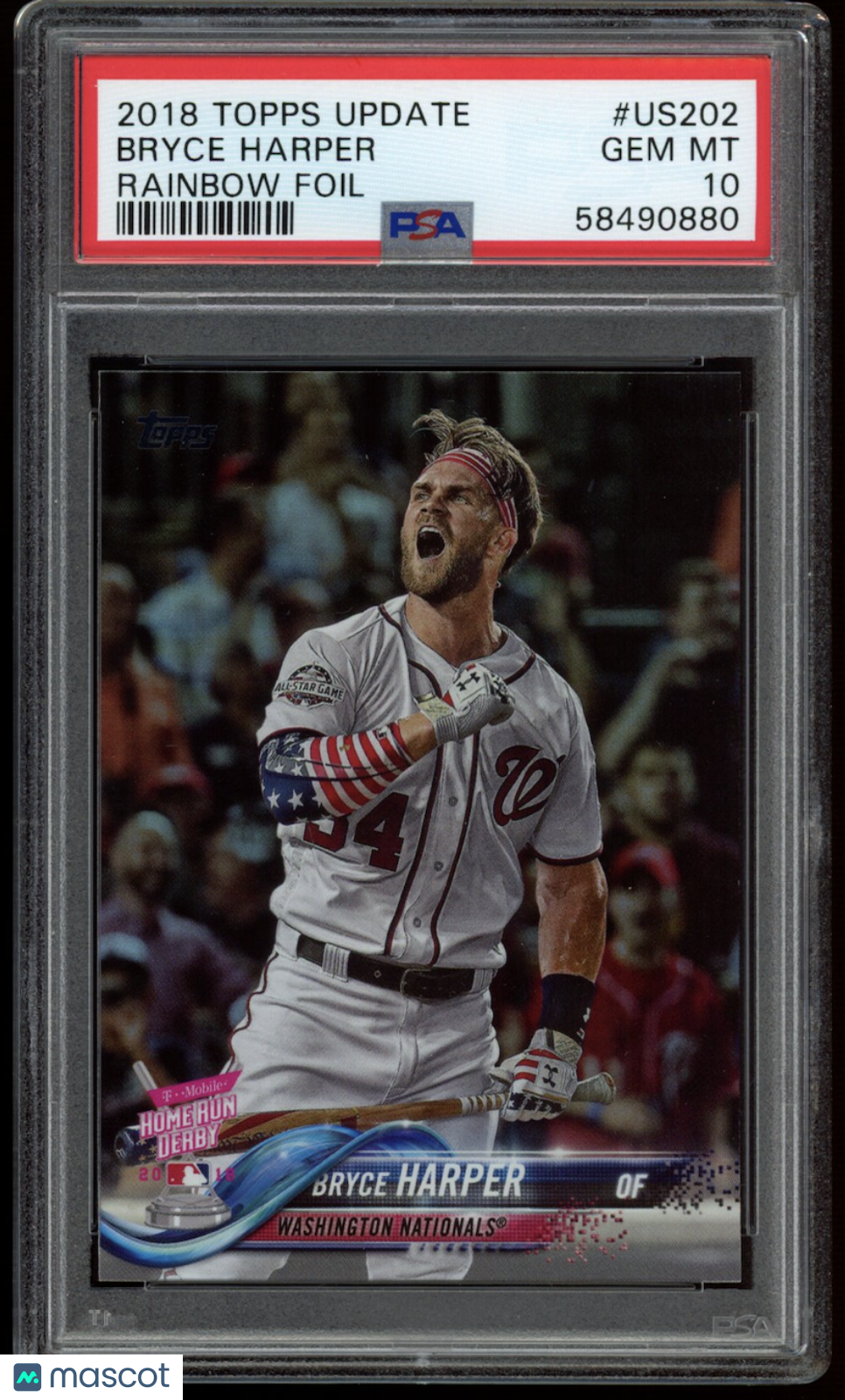 BRYCE HARPER 2018 Topps Update #US202 HR Derby Rainbow Foil PSA 10 Nationals