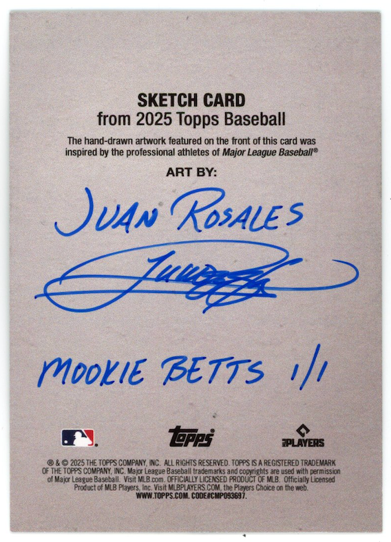 MOOKIE BETTS 2025 Topps Baseball 1/1 Hand Drawn Sketch Card Juan Rosales Dodgers
