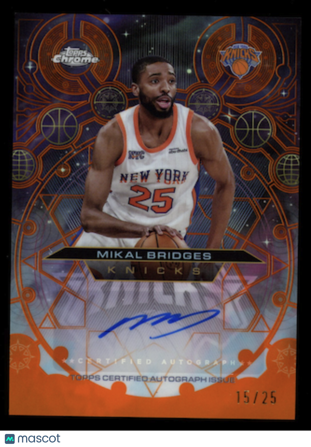 MIKAL BRIDGES 2025-26 Topps Chrome Chromographs Auto Orange Refractor /25 #CH-MB