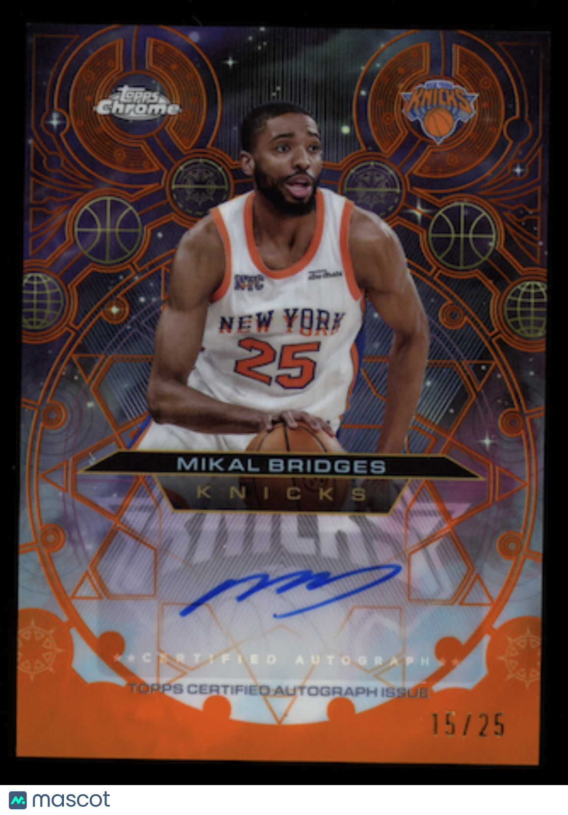 MIKAL BRIDGES 2025-26 Topps Chrome Chromographs Auto Orange Refractor /25 #CH-MB