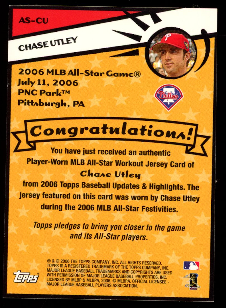 CHASE UTLEY 2006 Topps All-Star Stitches Workout Jersey Patch Phillies #AS-CU