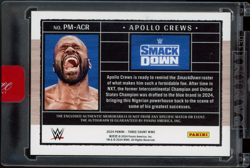 APOLLO CREWS 2024 Panini Three Count WWE Patch Auto /99 Smackdown #PM-ACR