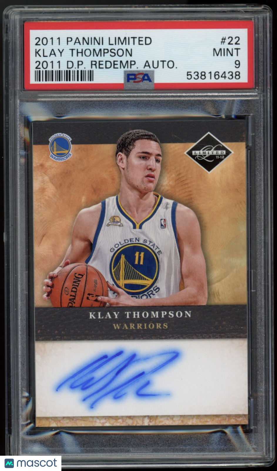 KLAY THOMPSON 2011 Panini Limited Draft Pick Redemption Rookie Auto #22 PSA 9
