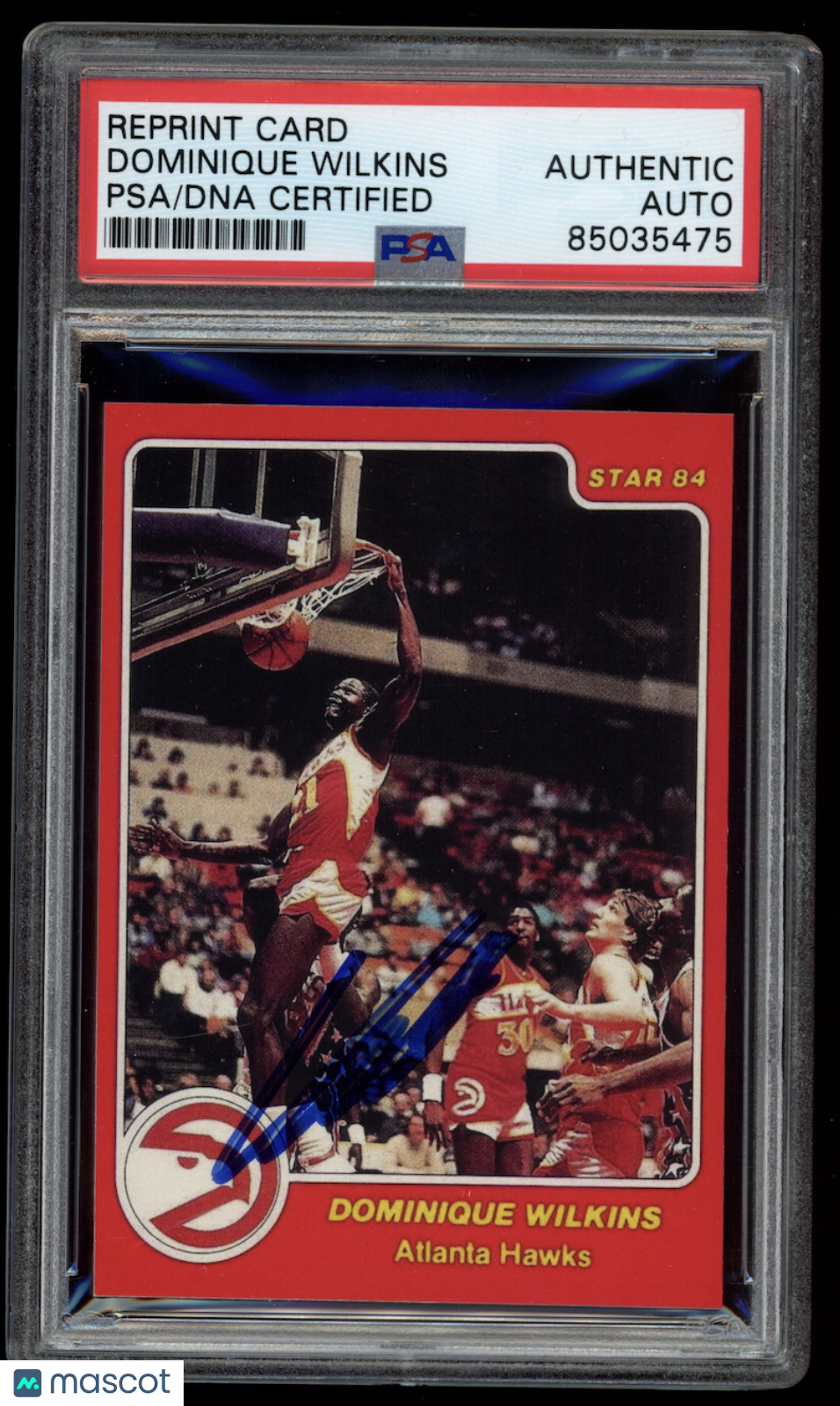 DOMINIQUE WILKINS 1984 Star Reprint Auto #263 PSA Authentic Hawks