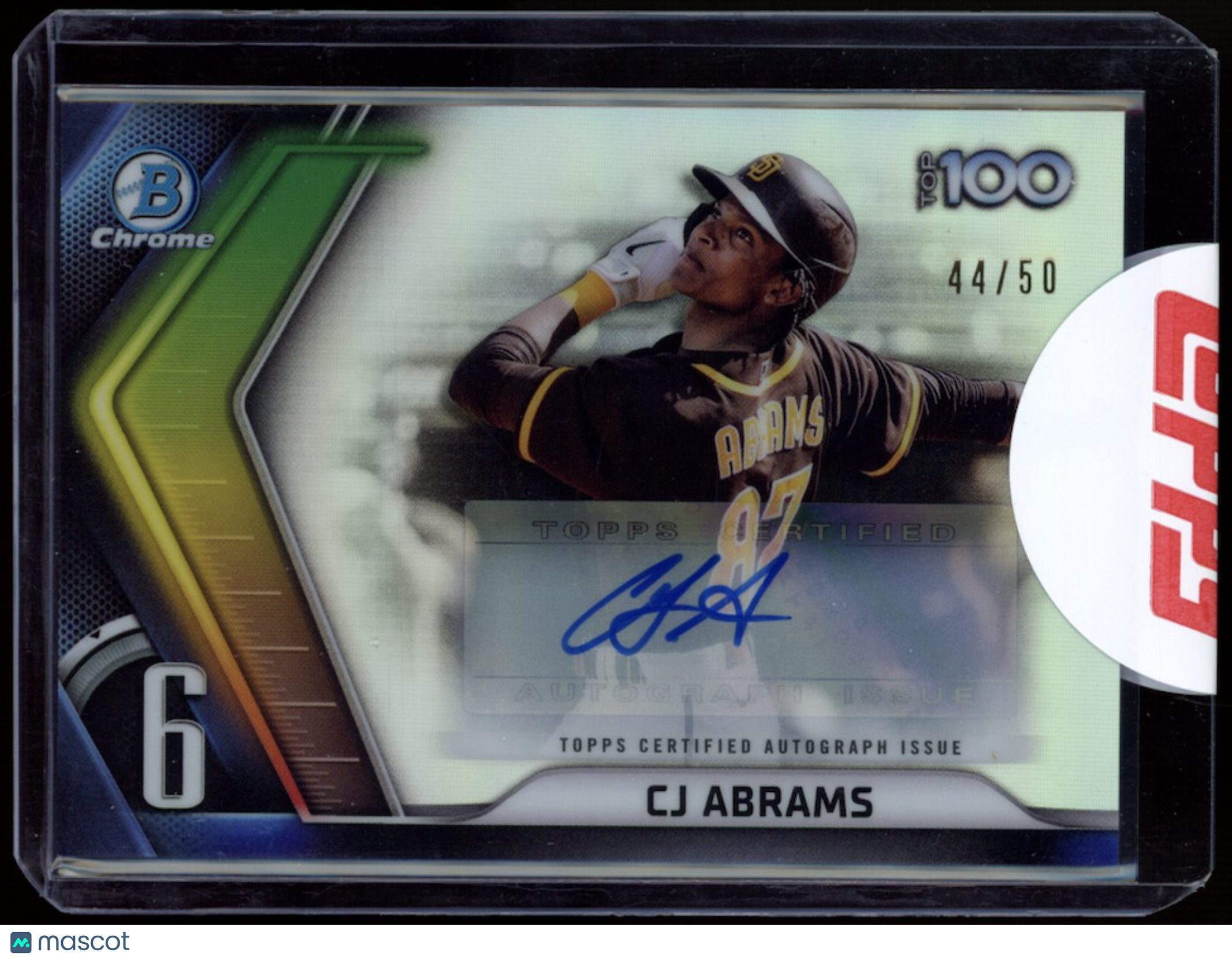 CJ ABRAMS 2022 Bowman Chrome Top 100 Prospect Refractor Auto /50 Padres