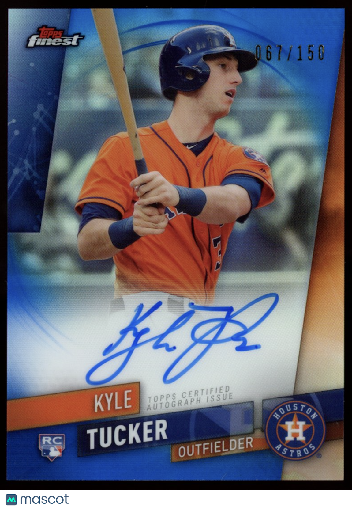 KYLE TUCKER 2019 Topps Finest Rookie Auto Blue Refractor /150 Astros #FA-KT