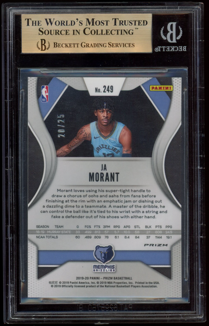 JA MORANT 2019-20 Panini Prizm Green Pulsar ROOKIE RC /25 #249 BGS 9.5 Grizzlies