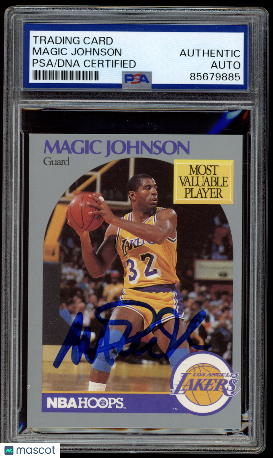 MAGIC JOHNSON 1990-91 NBA Hoops MVP Signed Auto #157 PSA Authentic Lakers