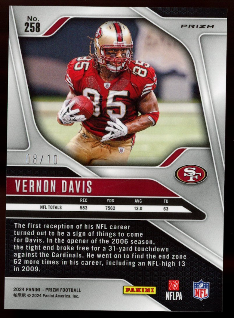 VERNON DAVIS 2024 Panini Prizm Gold Wave Prizm /10 #258 San Francisco 49ers