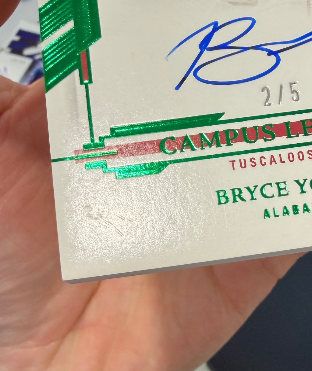 BRYCE YOUNG 2022 Panini Flawless Collegiate Campus Legends Auto Emerald /5