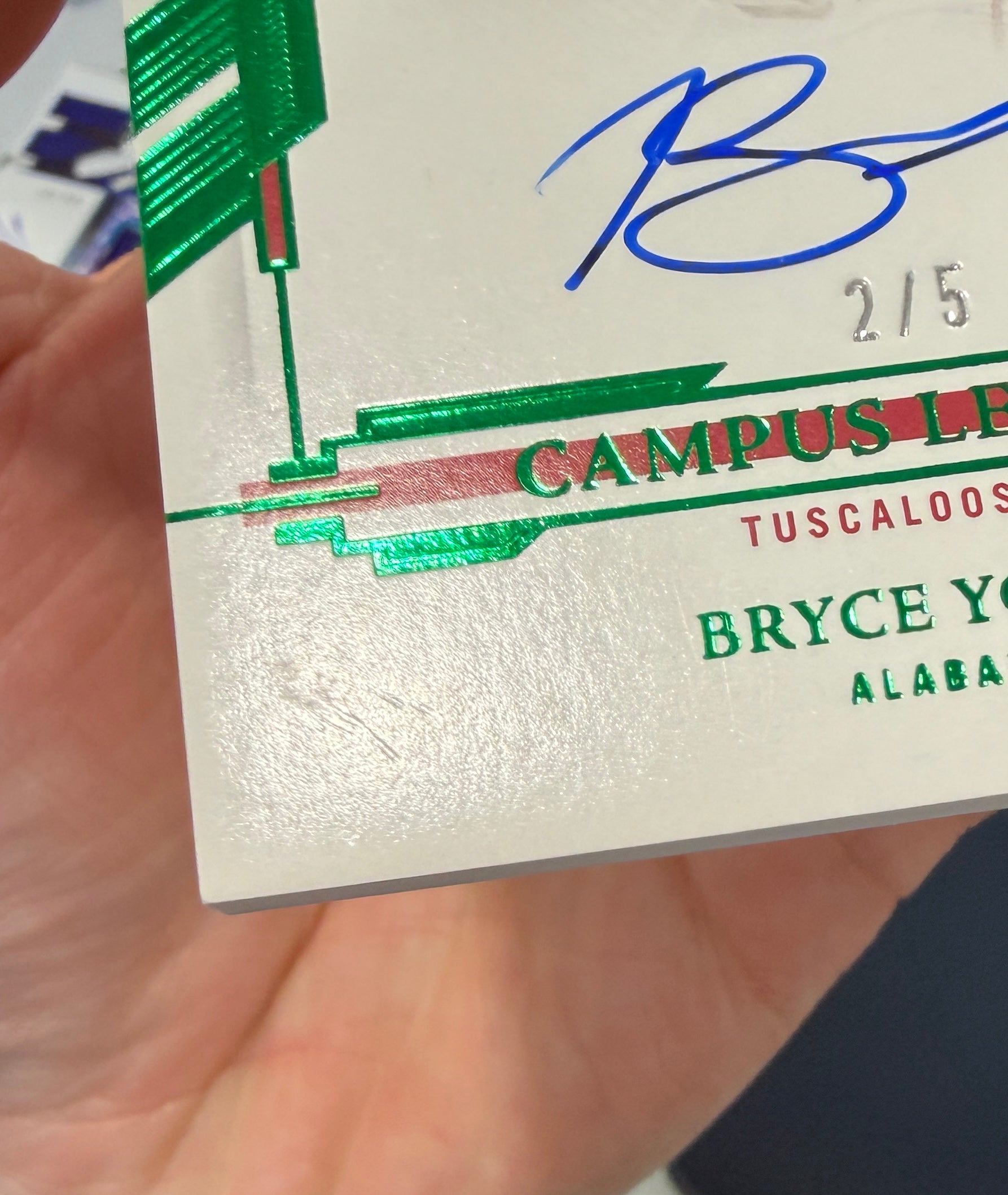BRYCE YOUNG 2022 Panini Flawless Collegiate Campus Legends Auto Emerald /5