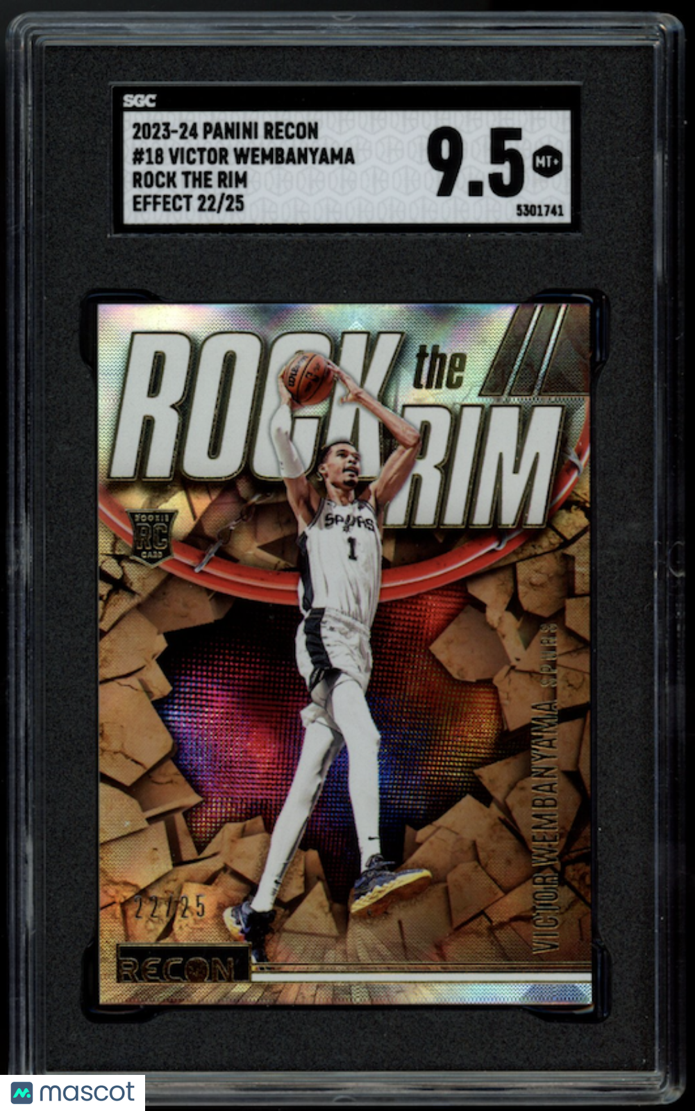 VICTOR WEMBANYAMA 2023-24 Panini Recon Rock the Rim Effect /25 SGC 9.5