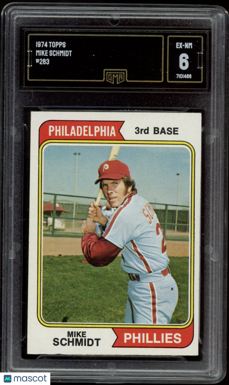 MIKE SCHMIDT 1974 Topps Baseball #283 GMA 6 Philadelphia Phillies