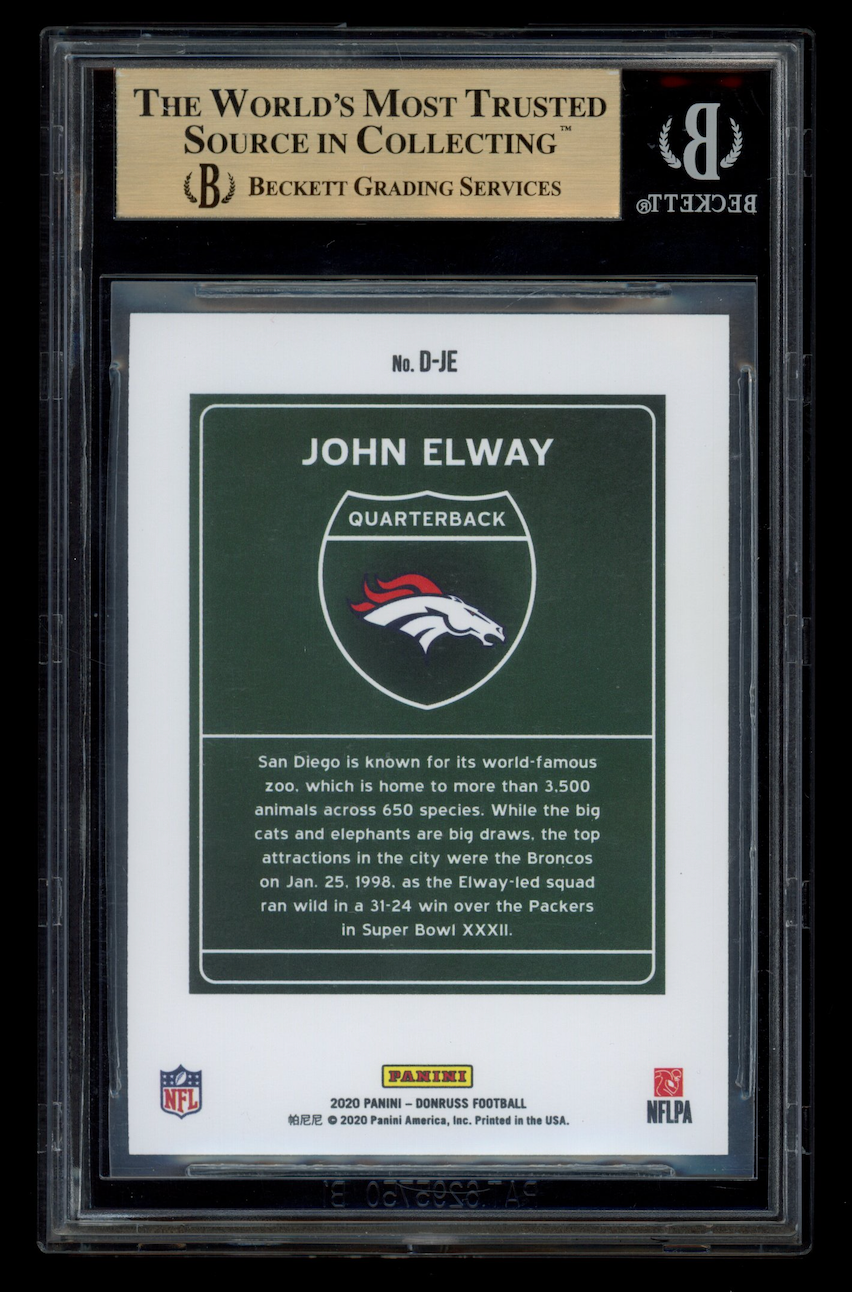 JOHN ELWAY 2020 Panini Donruss Downtown Case Hit SSP #24 BGS 9.5 Broncos