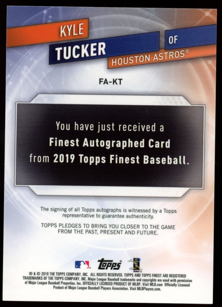 KYLE TUCKER 2019 Topps Finest Rookie Auto Blue Refractor /150 Astros #FA-KT