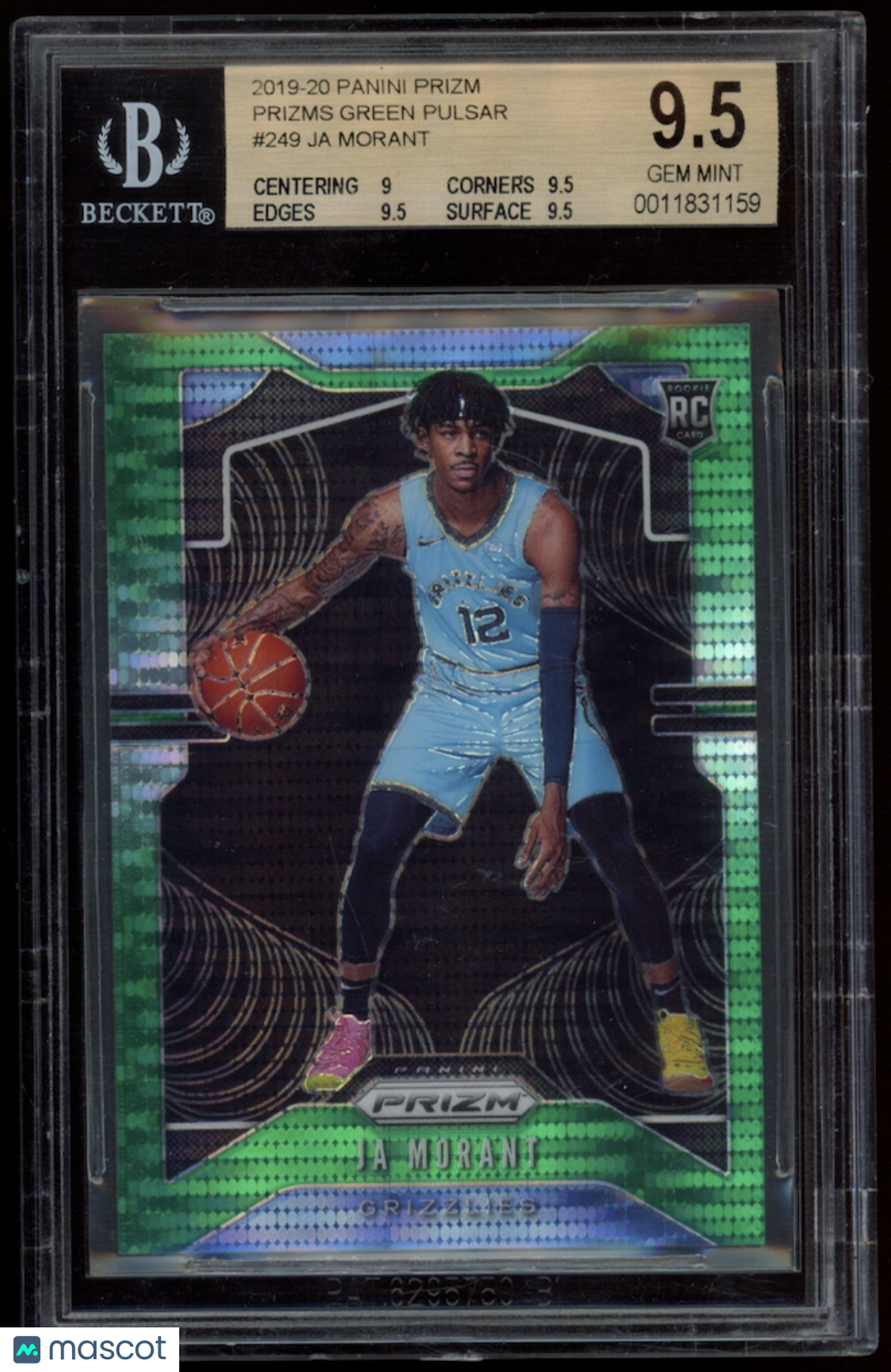 JA MORANT 2019-20 Panini Prizm Green Pulsar ROOKIE RC /25 #249 BGS 9.5 Grizzlies