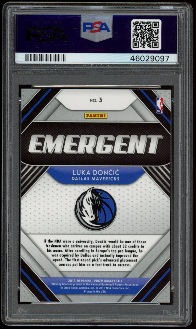 LUKA DONCIC 2018-19 Panini Prizm Emergent Rookie #3 PSA 10 Mavericks