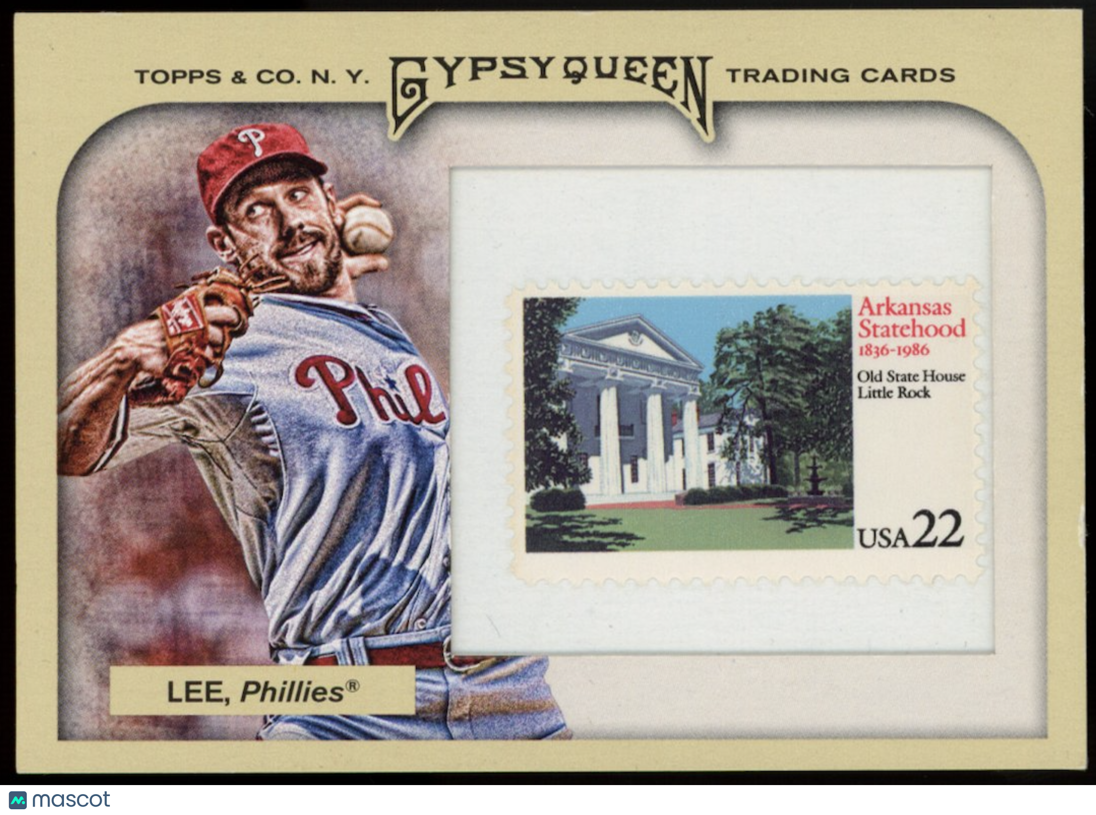 CLIFF LEE 2011 Topps Gypsy Queen Stamp Relic Arkansas /10 Phillies #162
