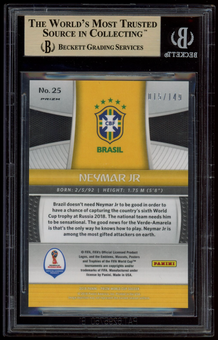 NEYMAR JR. 2018 Panini Prizm World Cup Red /149 #25 BGS 9.5 Brazil