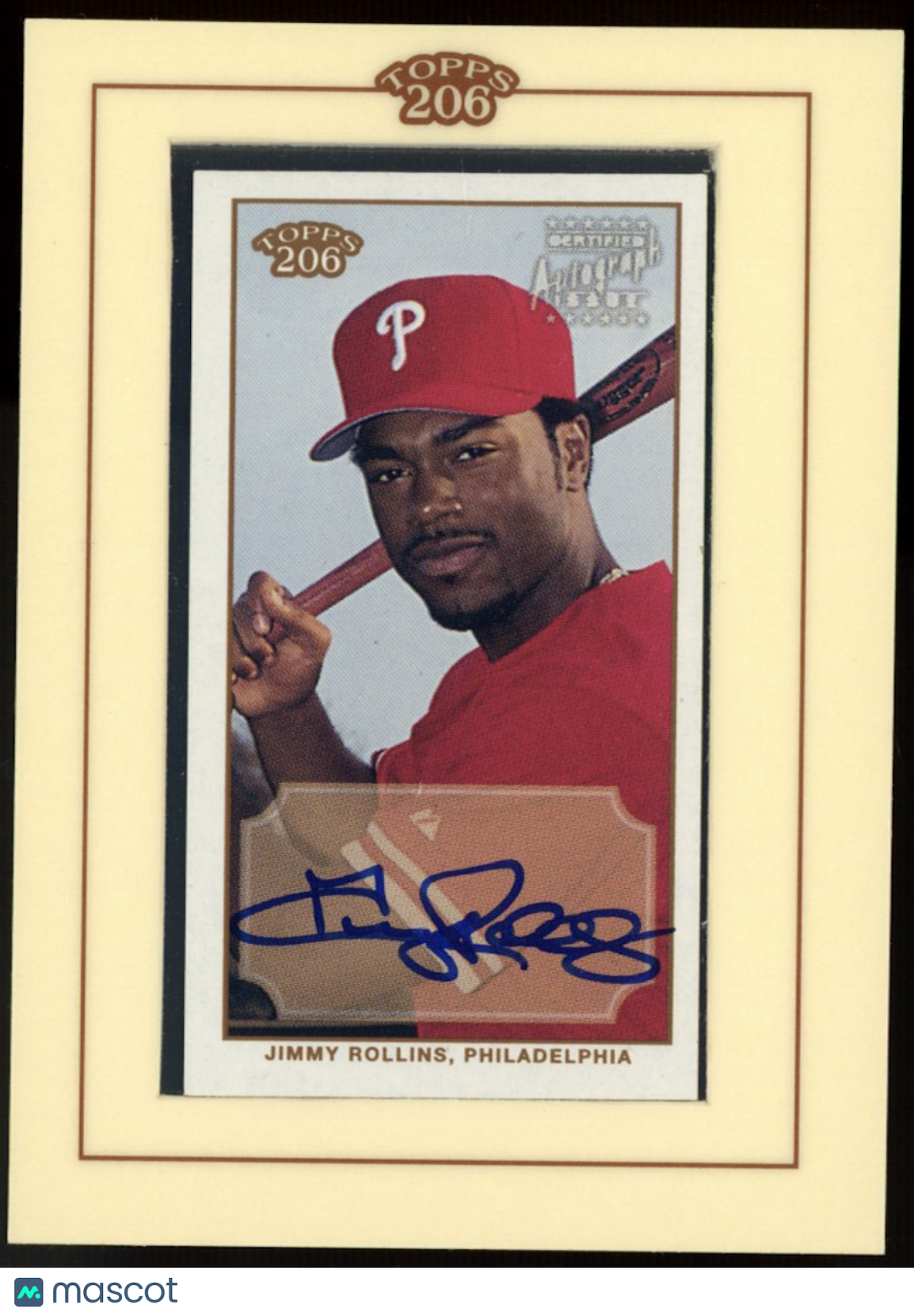 JIMMY ROLLINS 2002 Topps 206 Framed Mini Auto #TA-JR Philadelphia Phillies