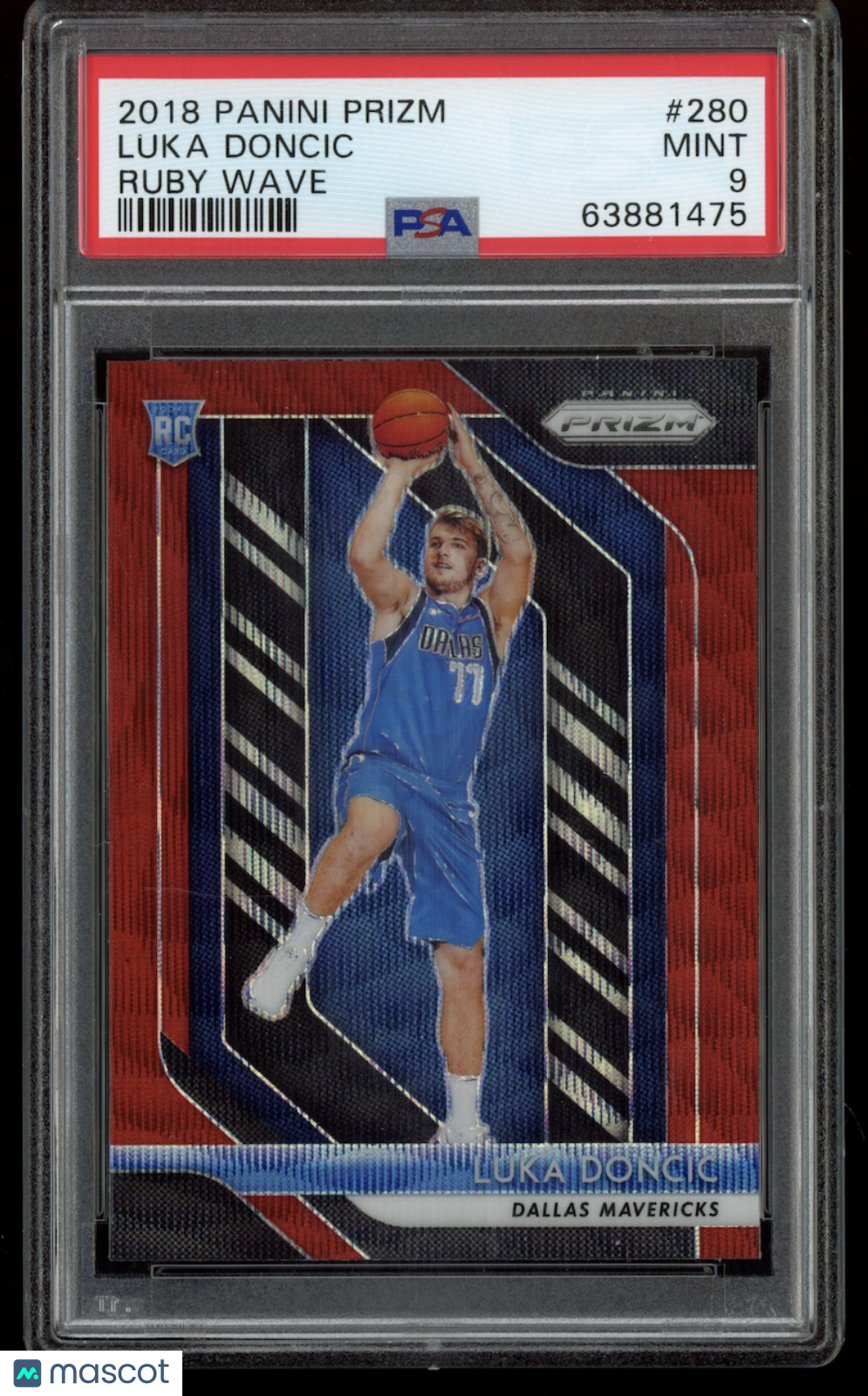 LUKA DONCIC 2018-19 Panini Prizm Rookie Ruby Wave #280 PSA 9 Mavericks