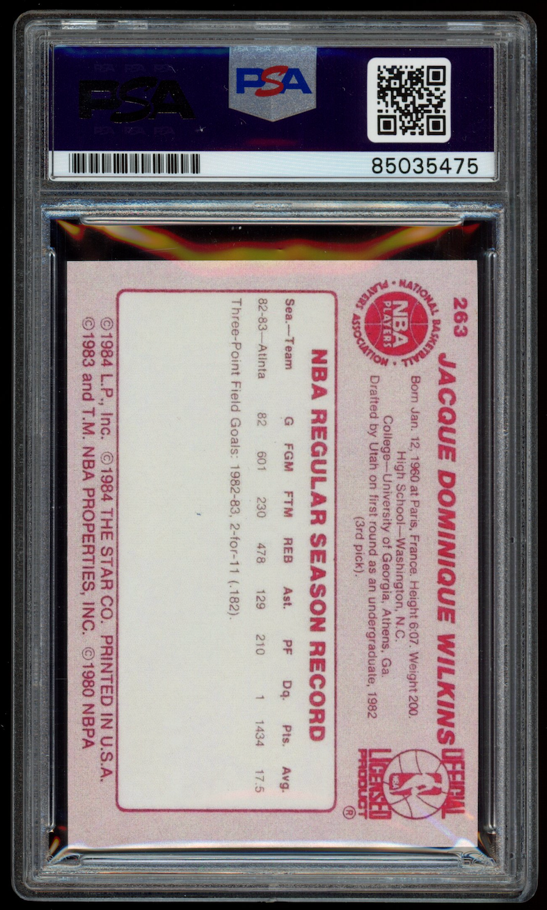DOMINIQUE WILKINS 1984 Star Reprint Auto #263 PSA Authentic Hawks