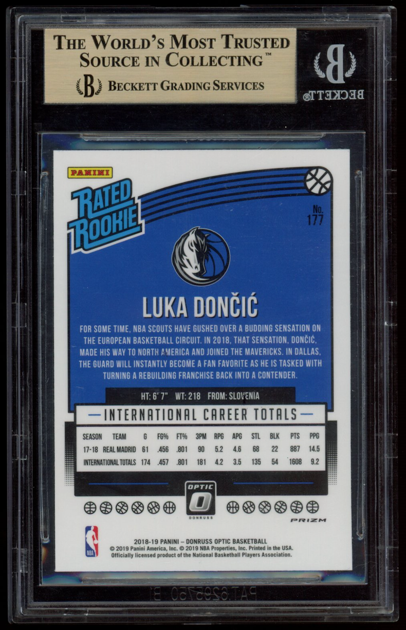 LUKA DONCIC 2018-19 Donruss Optic Rated Rookie Holo #177 BGS 9.5 Mavericks
